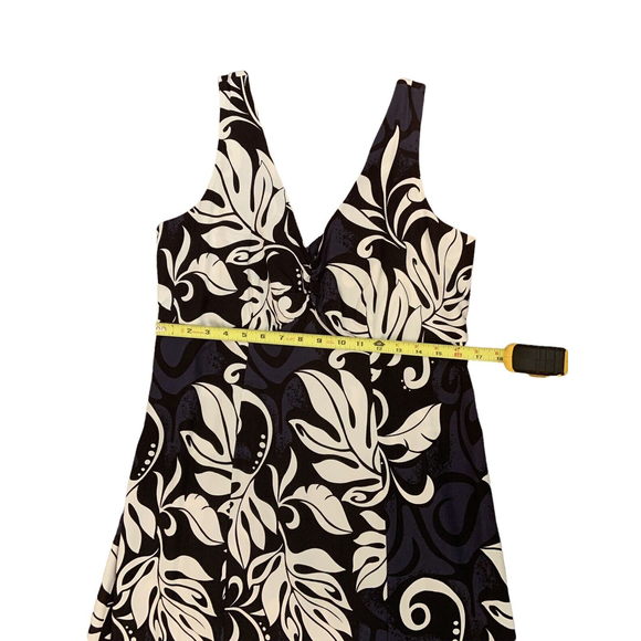 Vintage Hilo Hattie Womens Midi Dress Made in Hawaii Black White Size M Ruffle - Picture 7 of 11